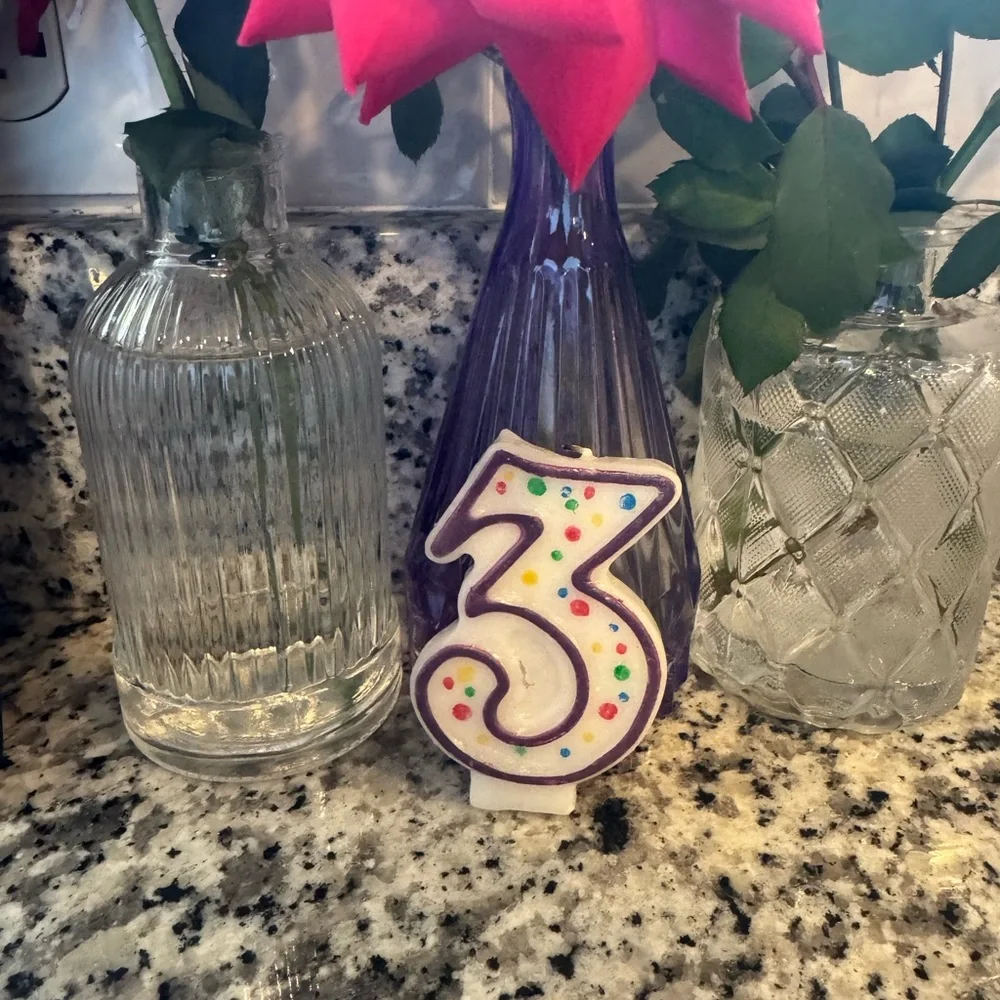 Colorful Number 3 Candle